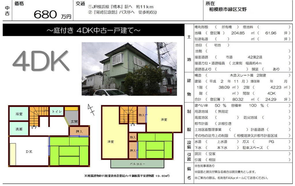 No_13相模原市緑区又野680万円中古住宅